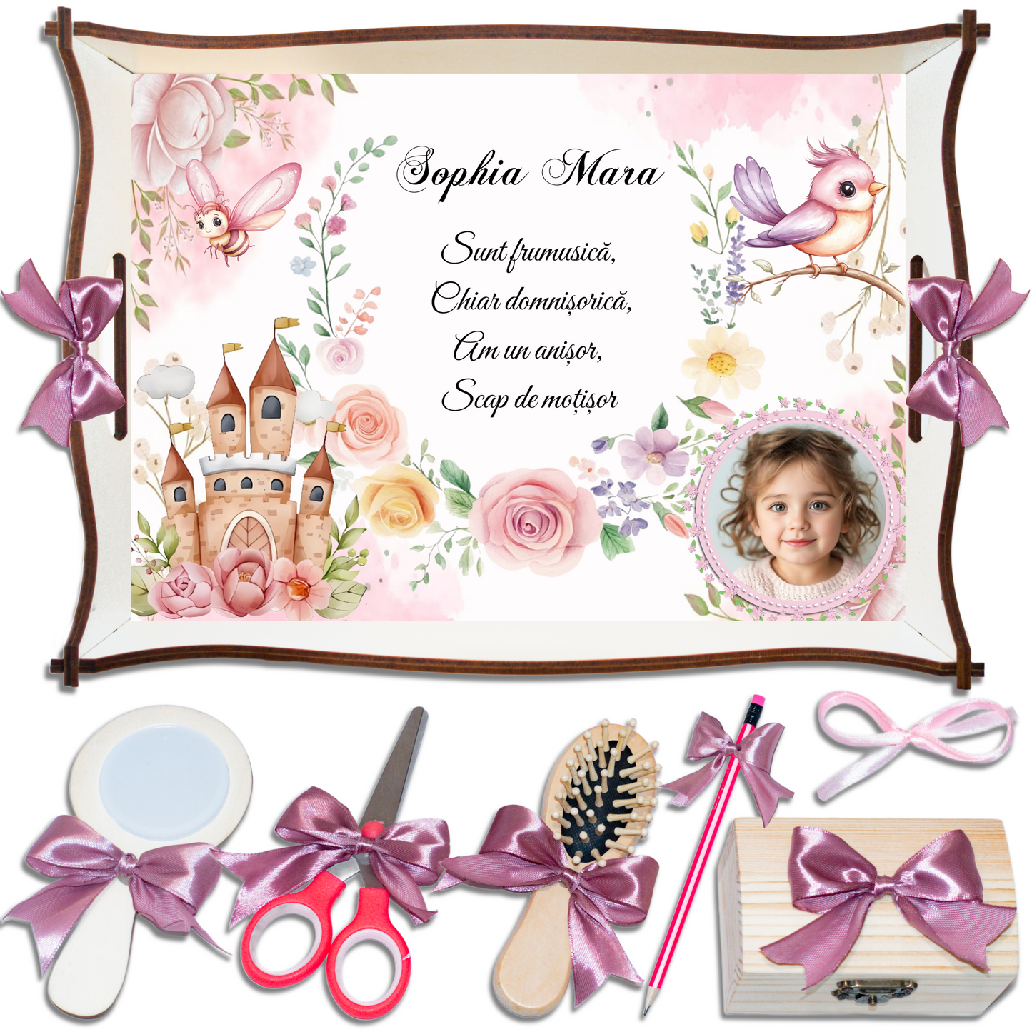 Castel de Poveste • Tavita de Mot Fete • Personalizata