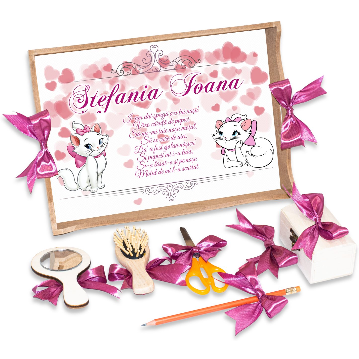 Pisica Marie • Tavita de Mot Fete • Personalizata