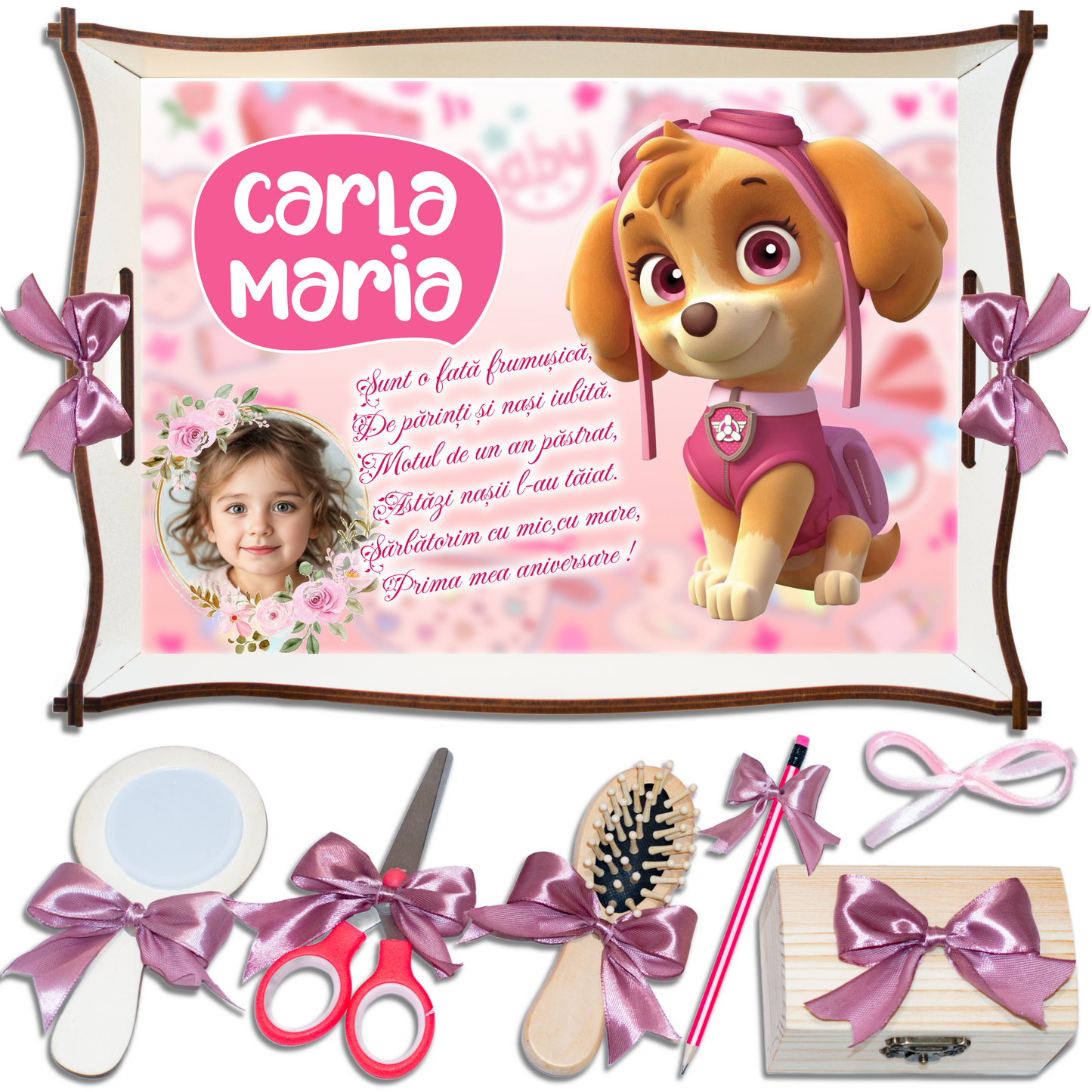 Patrula Catelusilor Paw Patrol Tavita de Mot Fete Personalizata