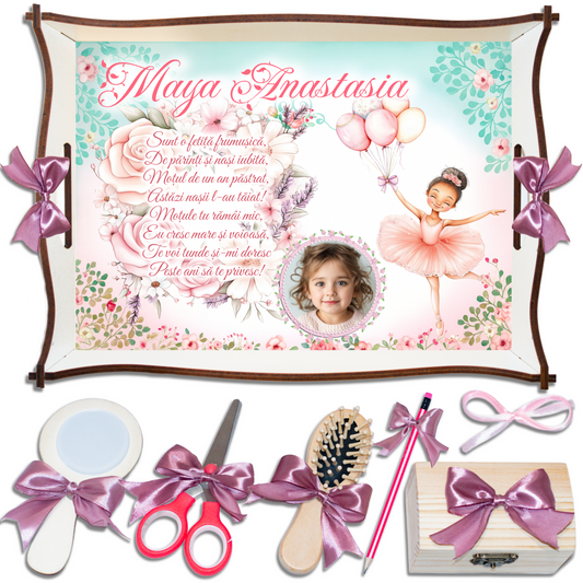 Balerina Cu Baloane • Tavita de Mot Fete • Personalizata
