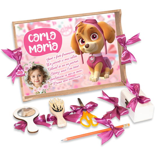 Patrula Catelusilor ,Paw Patrol , Tavita de Mot Fete  Personalizata