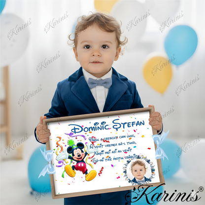 Set Tavita Mot Mickey Baby pentru Taierea Motului cu Funde Baby Blue - Tăvița Personalizată