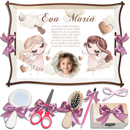 Tăviță de moț cu îngerași – tavă personalizată pentru prima aniversare