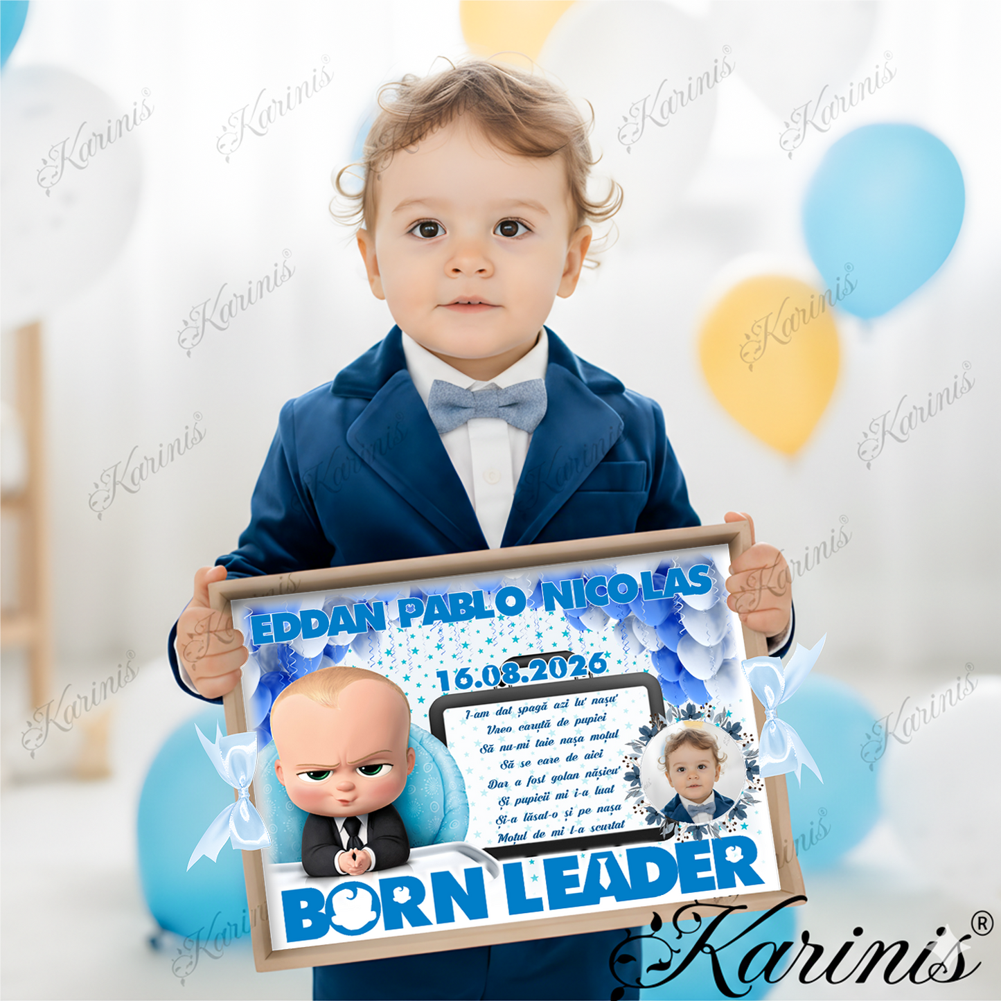 Set Mot Baby Boss Blue – Tavita Personalizata pentru Taierea Motului - Tăvița Personalizată