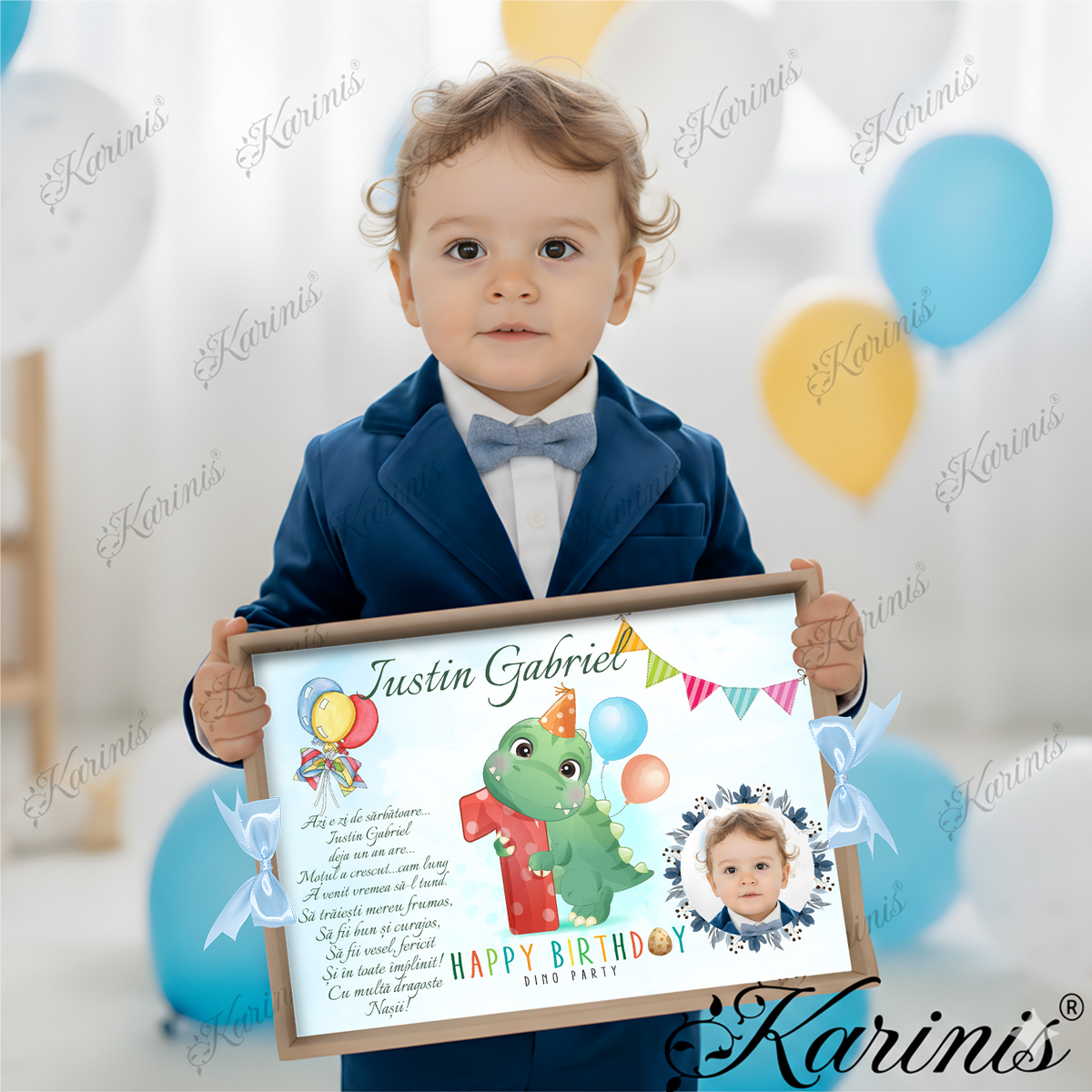Tavita Mot Dinozaur Baby Blue – Set pentru Taierea Motului - Tăvița Personalizată