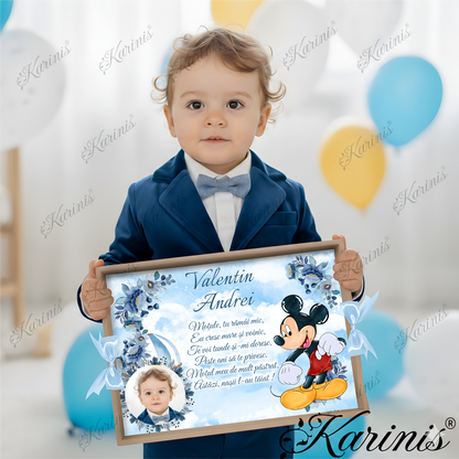 Tavita Mot Mickey Mouse – Set Personalizat Baby Blue - Tăvița Personalizată