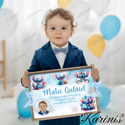 Set Mot Stitch – Tavita Personalizata Baby Blue - Tăvița Personalizată