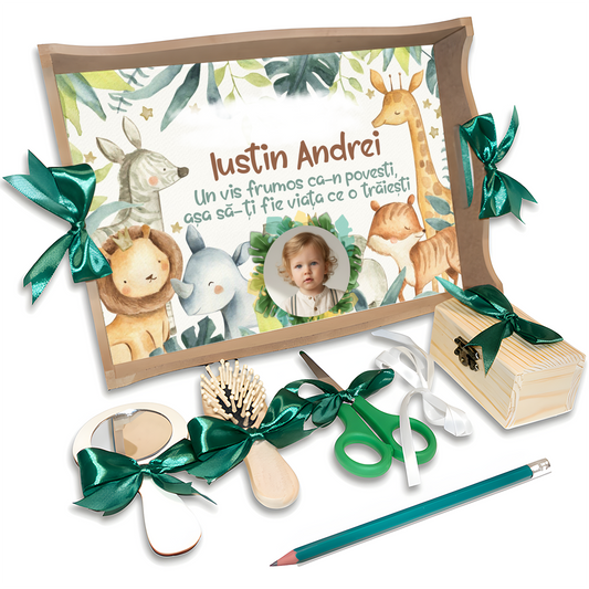 Tavita Jungle Animals personalizata cu nume, data si poza – tematica Safari Jungle