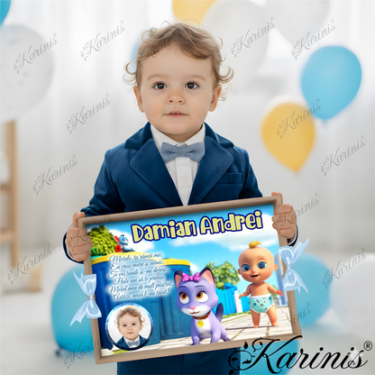 Tavita Mot Bebe Jonny Baby Blue – Set Personalizat cu Funde Baby Blue - Tăvița Personalizată