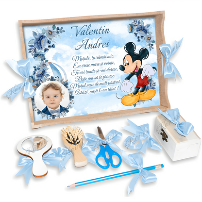 Tavita Mot Mickey Mouse – Set Personalizat Baby Blue - Tăvița Personalizată