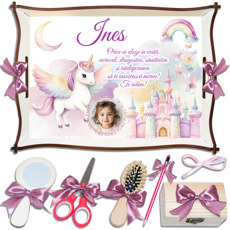 UnIcorn cu Castel Tavita de Mot Fete Personalizata
