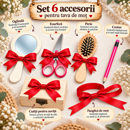 Tava Mot Fetite cu Minnie si Castel Roz – Set Personalizat 7 Piese