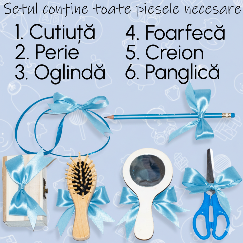 Set Mot Ursulet Albastru Tavita Personalizata