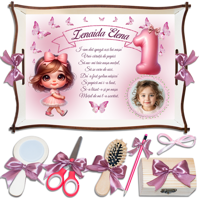 Fetita si Fluturasi Tavita de Mot Fete Personalizata