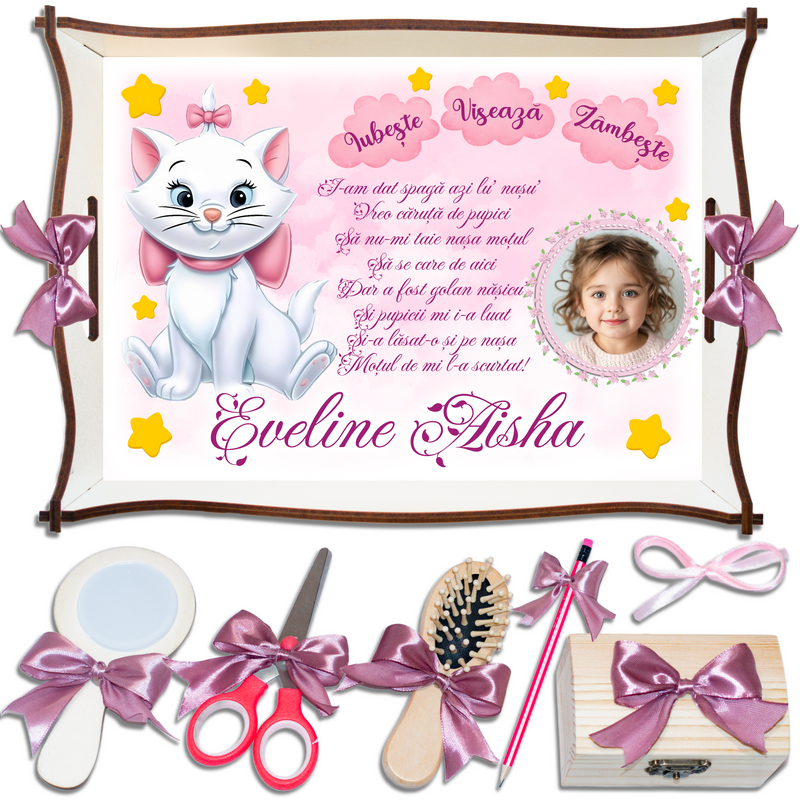 Pisicile Aristocrate , Pisica Marie,  Tavita de Mot Fete Personalizata
