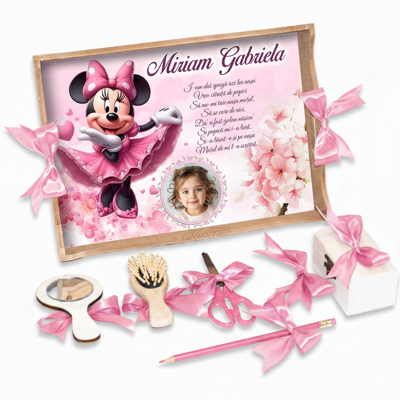 Tavita Mot Minnie Mouse si Flori de Cires Set pentru taierea motului