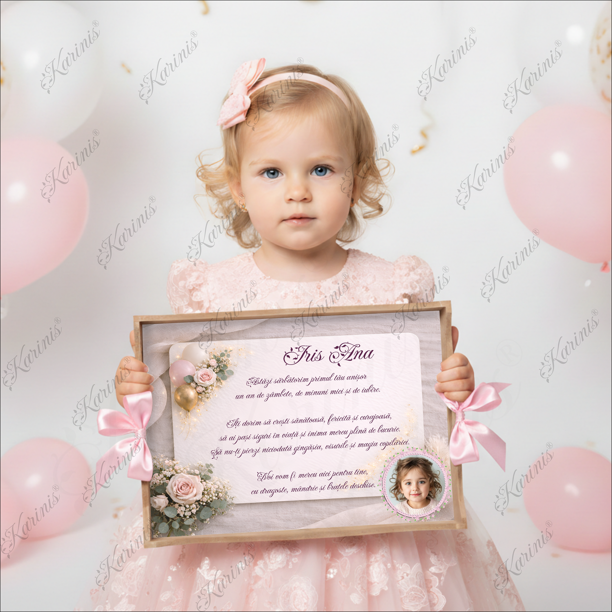 tavita-mot-elegant-floral-baloane-roz-personalizata-poza-set-aniversar-karinis