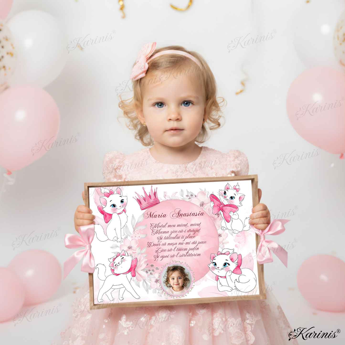 Set Tavita Mot Pisica Marie - Tava Personalizata Taiere Mot Fetite Tematica Pisicile Aristocrate