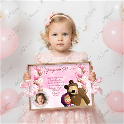 tavita-mot-masha-si-ursul-roz-personalizata-poza-set-aniversar-karinis