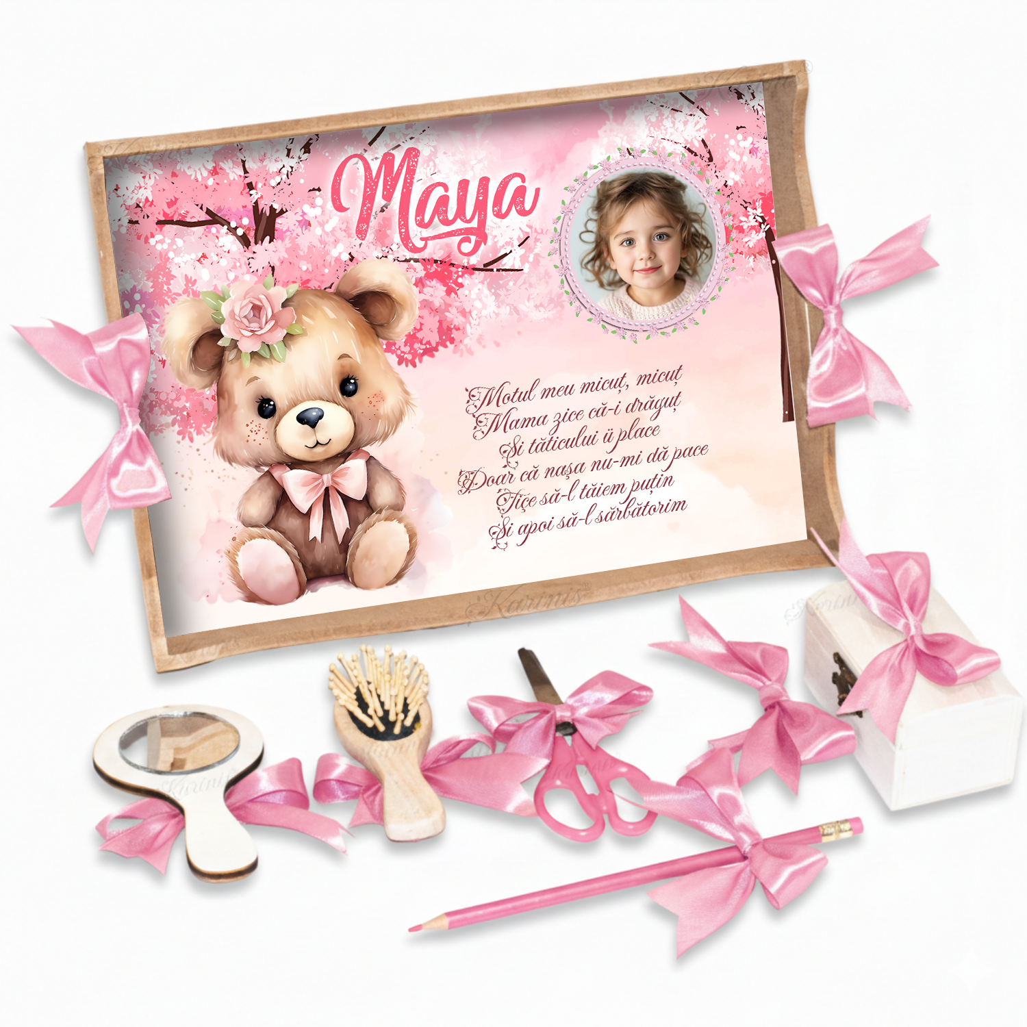tava-taiere-mot-fetite-teddy-bear-pink-cherry-blossom-accesorii-suvita-handmade