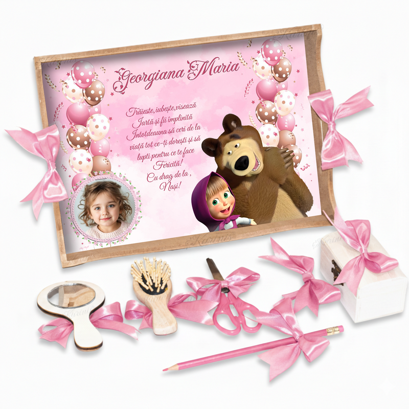 Tava Mot Masha si Ursul Party Balloons Set pentru taierea motului