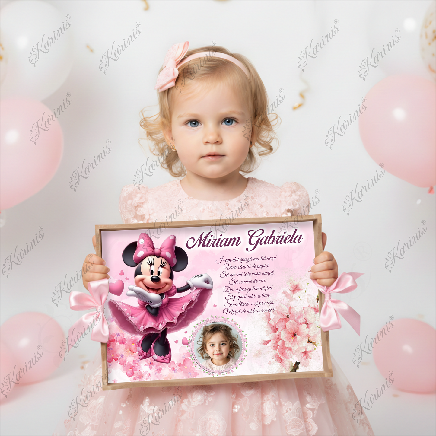 tavita-mot-minnie-mouse-roz-flori-de-cires-personalizata-poza-set-aniversar-karinis