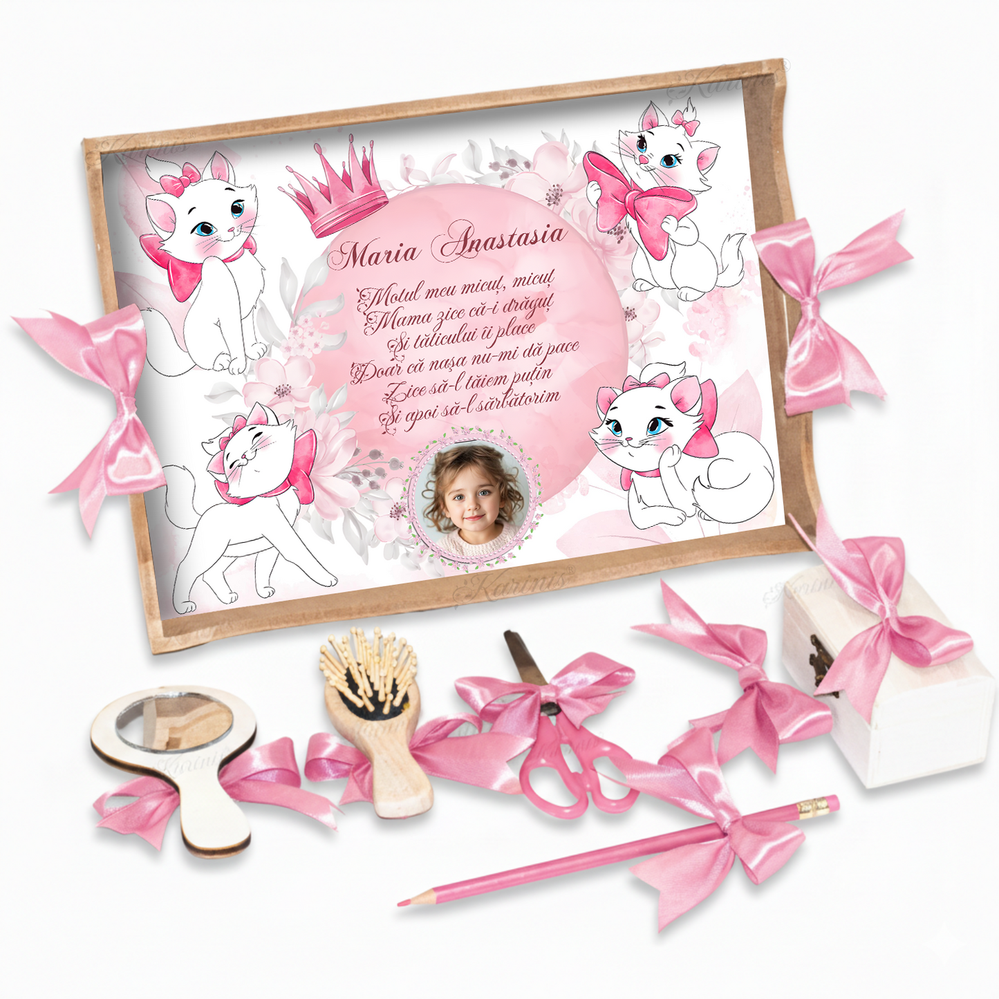 Set Tavita Mot Pisica Marie - Tava Personalizata Taiere Mot Fetite Tematica Pisicile Aristocrate