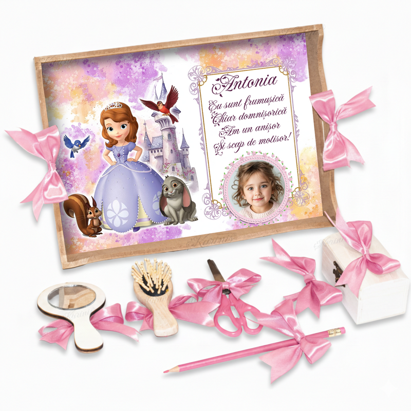 Set Tavita Mot Sofia Intai - Tava Personalizata Taiere Mot Fetite Aventura Magica la Castel
