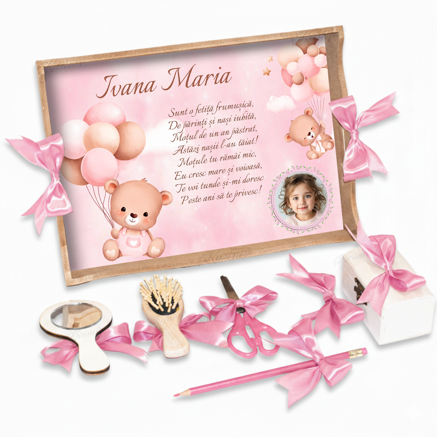 tavita-mot-ursulet-cu-baloane-roz-pudrat-personalizata-poza-set-aniversar-dreamy