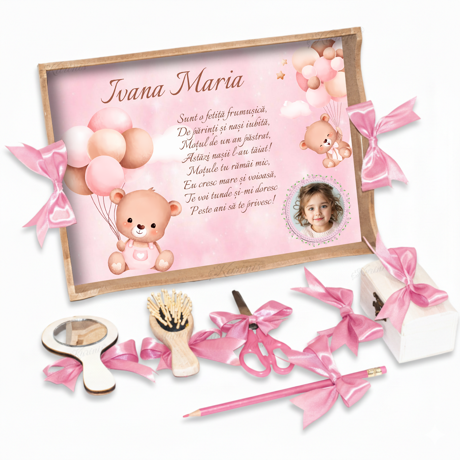 tavita-mot-ursulet-cu-baloane-roz-pudrat-personalizata-poza-set-aniversar-dreamy